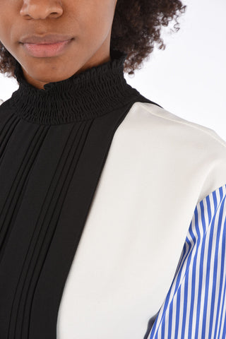 Ruffled neck maxi Accordion dress
