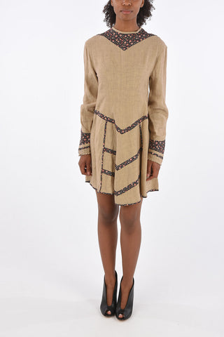 flax MERLA mini caftan with Floral detail