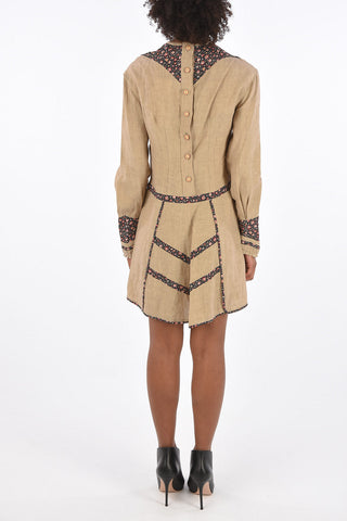 flax MERLA mini caftan with Floral detail