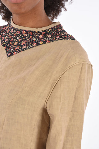 flax MERLA mini caftan with Floral detail