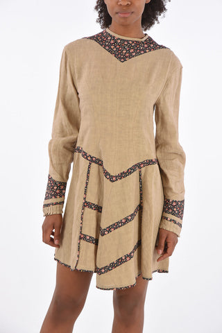 flax MERLA mini caftan with Floral detail