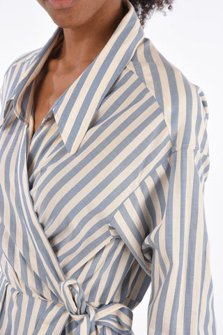 vestito wrap midi awning striped