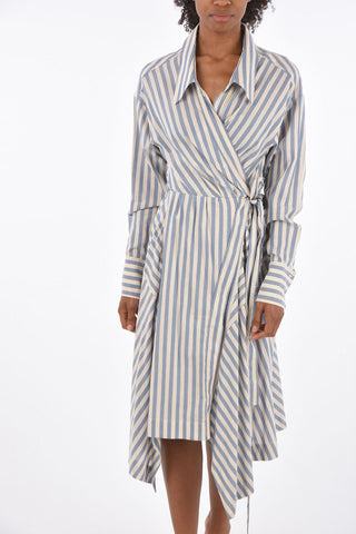 vestito wrap midi awning striped