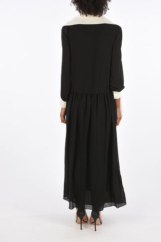 chemisier maxi in seta tie neck