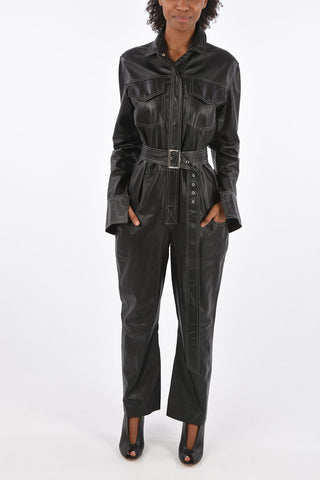 leather Utility jumpsuit with Belt