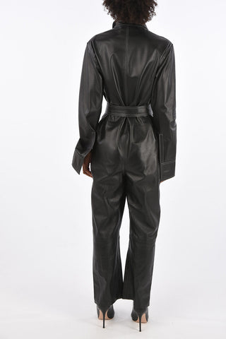 leather Utility jumpsuit with Belt