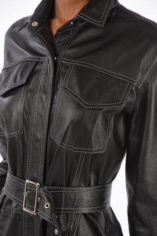 leather Utility jumpsuit with Belt
