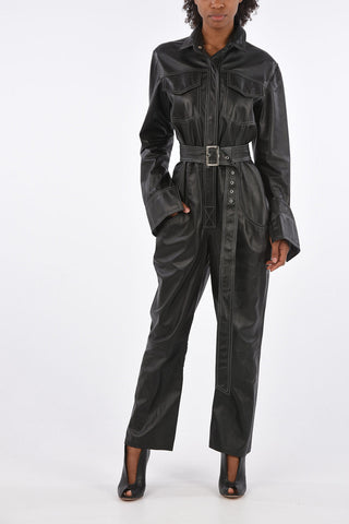 leather Utility jumpsuit with Belt