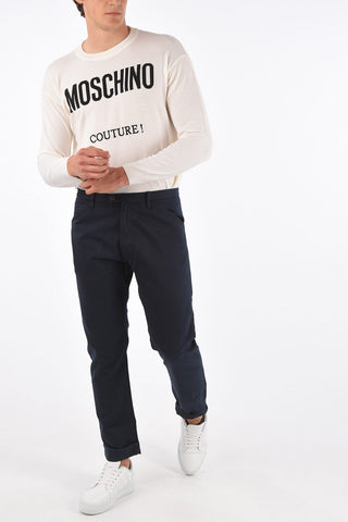 Mid-rise waist belt loops trousers