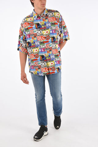 camicia con stampa button-down