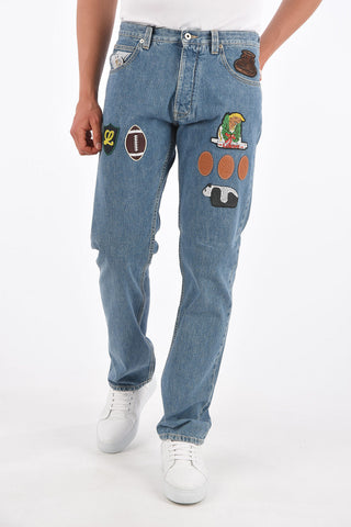 20cm straight fit jeans with patches