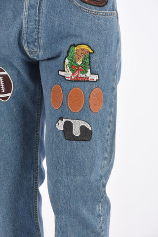 20cm straight fit jeans with patches