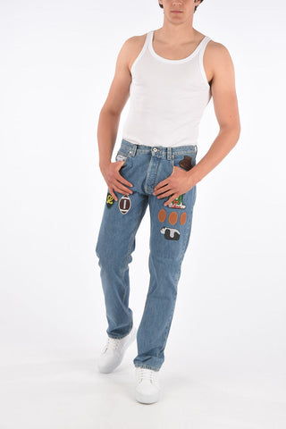 20cm straight fit jeans with patches