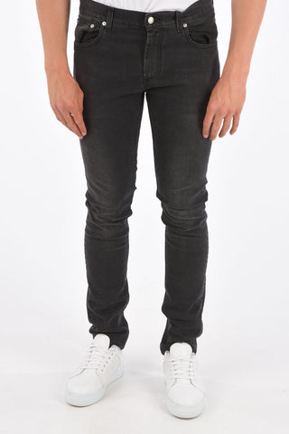 Jeans Skinny Fit con Ricamo Monogram 15 Cm