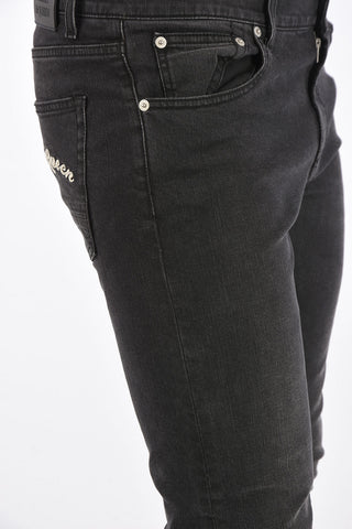 Jeans Skinny Fit con Ricamo Monogram 15 Cm