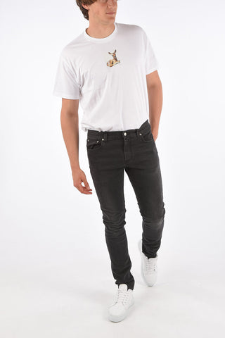 Jeans Skinny Fit con Ricamo Monogram 15 Cm