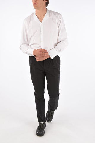 regular fit double pleat trousers
