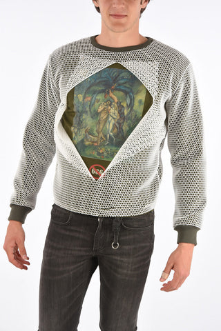 vintage effect mesh sweatshirt