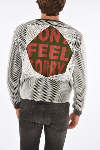 vintage effect mesh sweatshirt