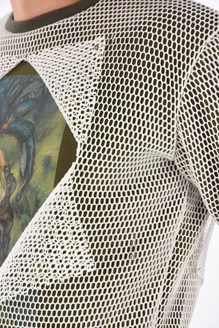 vintage effect mesh sweatshirt