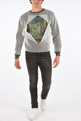 vintage effect mesh sweatshirt