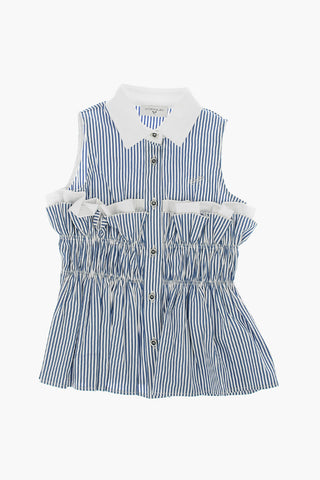 awning striped sleeveless shirtdress