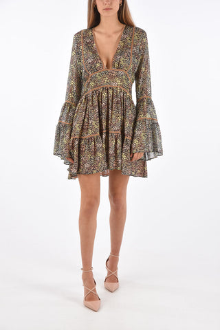 Silk Long Sleeve Mini Dress