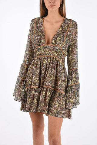 Silk Long Sleeve Mini Dress
