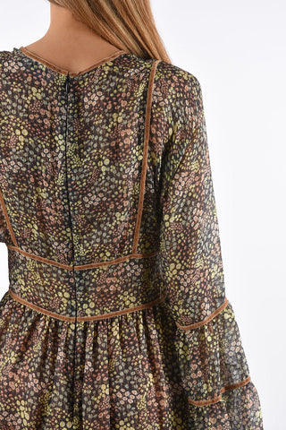 Silk Long Sleeve Mini Dress