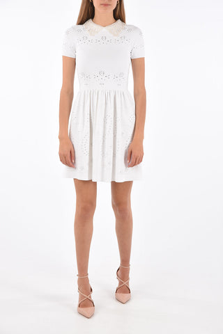 GARAVANI Embroidered Short Sleeve Mini Dress