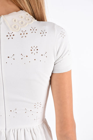 GARAVANI Embroidered Short Sleeve Mini Dress