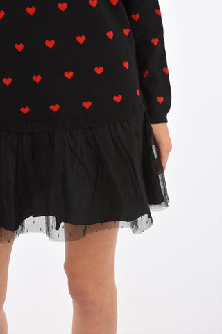 Embroidered Heart Mini Dress