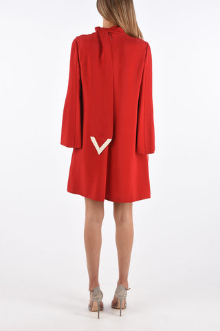 GARAVANI Jetted Pocket Tie Neck Dress
