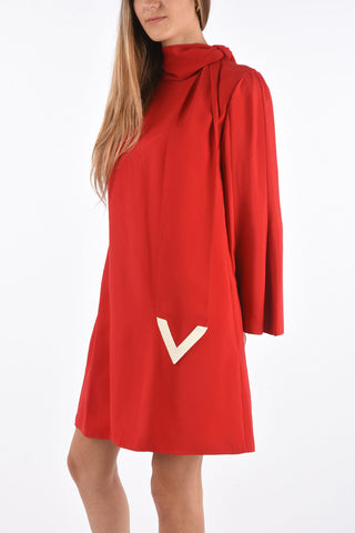 GARAVANI Jetted Pocket Tie Neck Dress