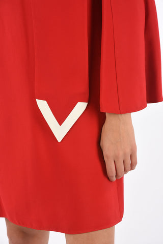 GARAVANI Jetted Pocket Tie Neck Dress