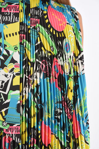 Printed Accordion Tie Neck Shirt-Dress