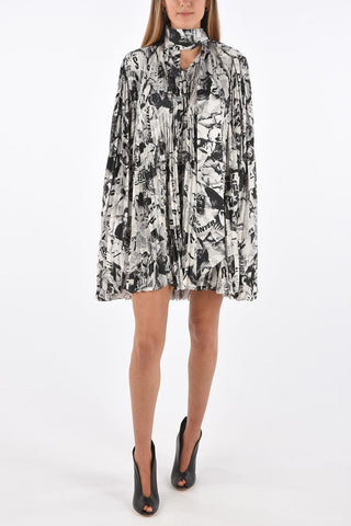 Unstructured Accordion Tie Neck Shirt-Dress