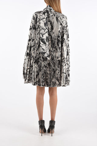 Unstructured Accordion Tie Neck Shirt-Dress
