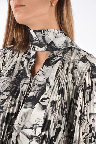 Unstructured Accordion Tie Neck Shirt-Dress
