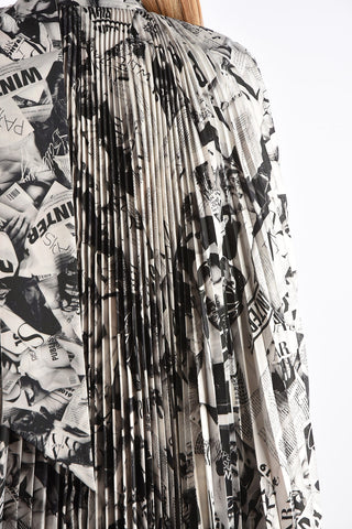 Unstructured Accordion Tie Neck Shirt-Dress