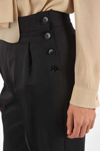 Pantaloni a Vita Alta con Doppia Pince 