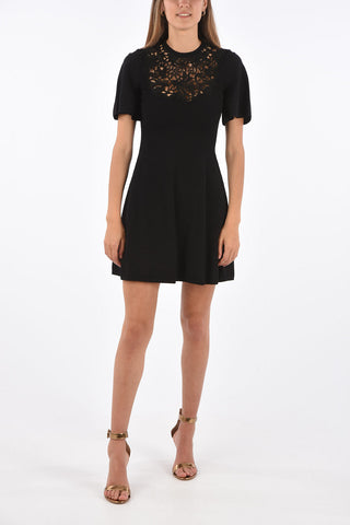 GARAVANI Mini Dress con Scollo in Pizzo Macramé