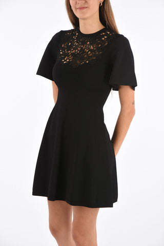 GARAVANI Mini Dress con Scollo in Pizzo Macramé