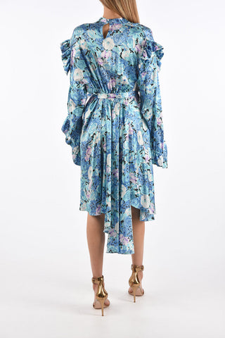 Belted Asymmetrical Ruffle Dress