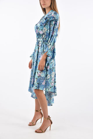 Belted Asymmetrical Ruffle Dress