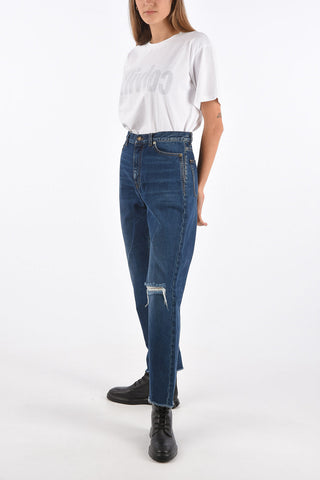 Frayed Hem Straight Fit Jeans