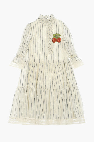 Vestito a Righe con Pizzo