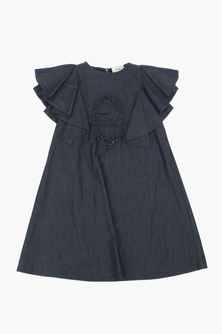 Embroidered Frilled Dress