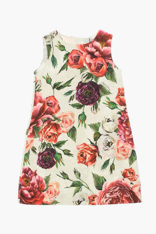 Vestito in Cotone e Seta a Fiori