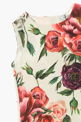 Vestito in Cotone e Seta a Fiori